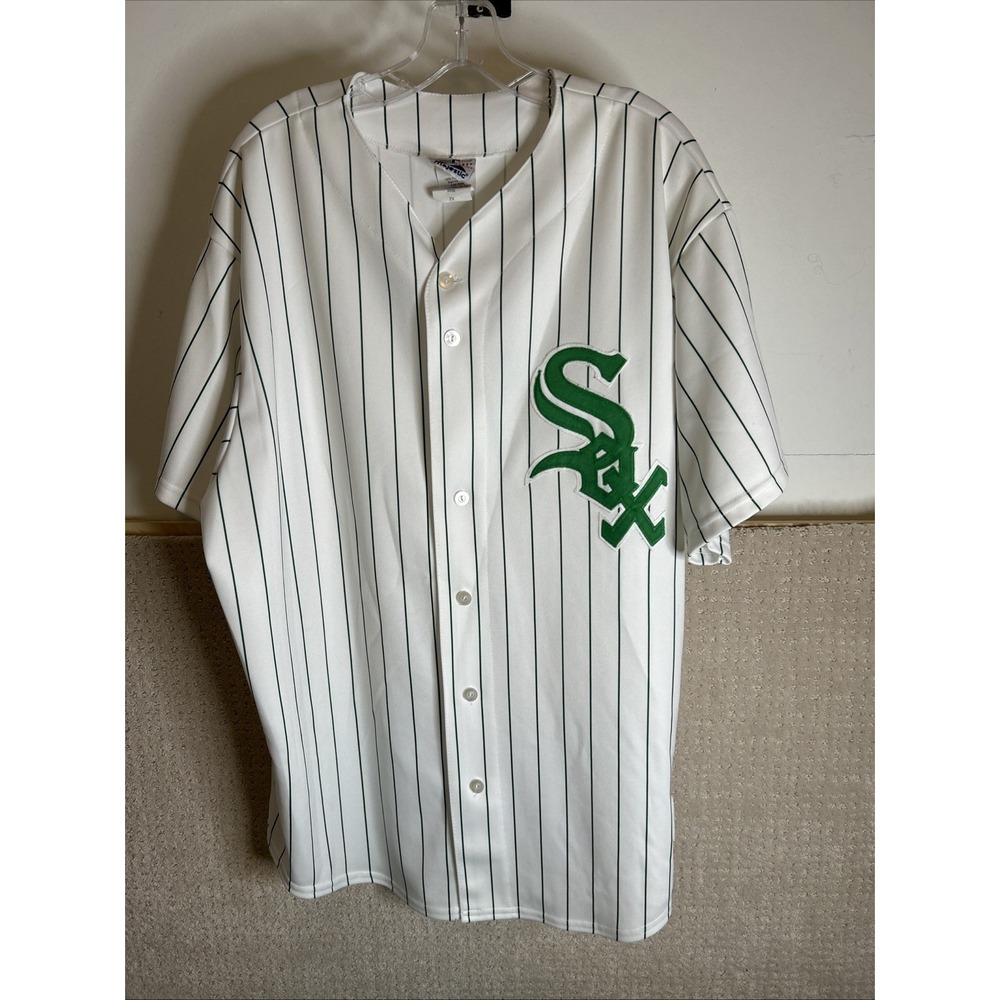 Vtg Majestic Chicago White Sox St. Patrick's Day  Jersey Size 2XL